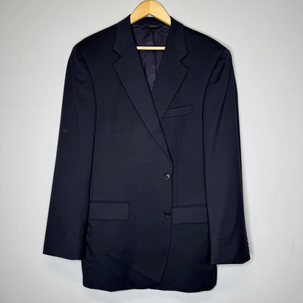 Brooks Brothers Mens 43 LG Black Super 110s Worsted Wool Blazer Sport Coat USA